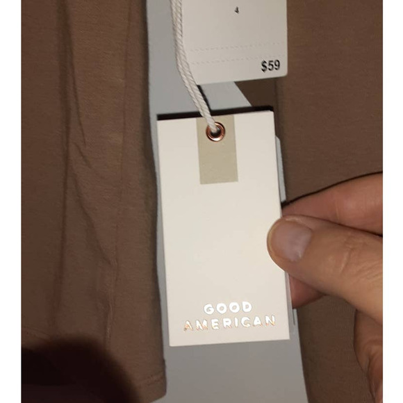 NWT - Good American Essential Zip Mock Long Sleeve Top in Putty Size: 4 - Picture 7 of 8